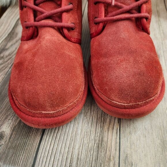 UGG Neumel Chukka Lace-up Red‎ Suede Sherpa-lined Boots #3236 SZ 7 - Picture 9 of 12